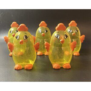 Plastic Easter Chick Candy Containers Translucent Yellow Fillable Set of 5